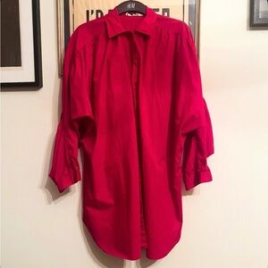 True Vintage 1980s Oversized Fuchsia New Wave Button-Up Shirt Size L